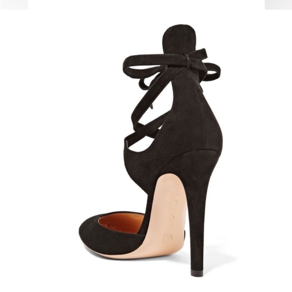 GIANVITO ROSSI Black Suede Round Toe Ankle Wrap Pumps (Size 40) - Picture 5 of 11